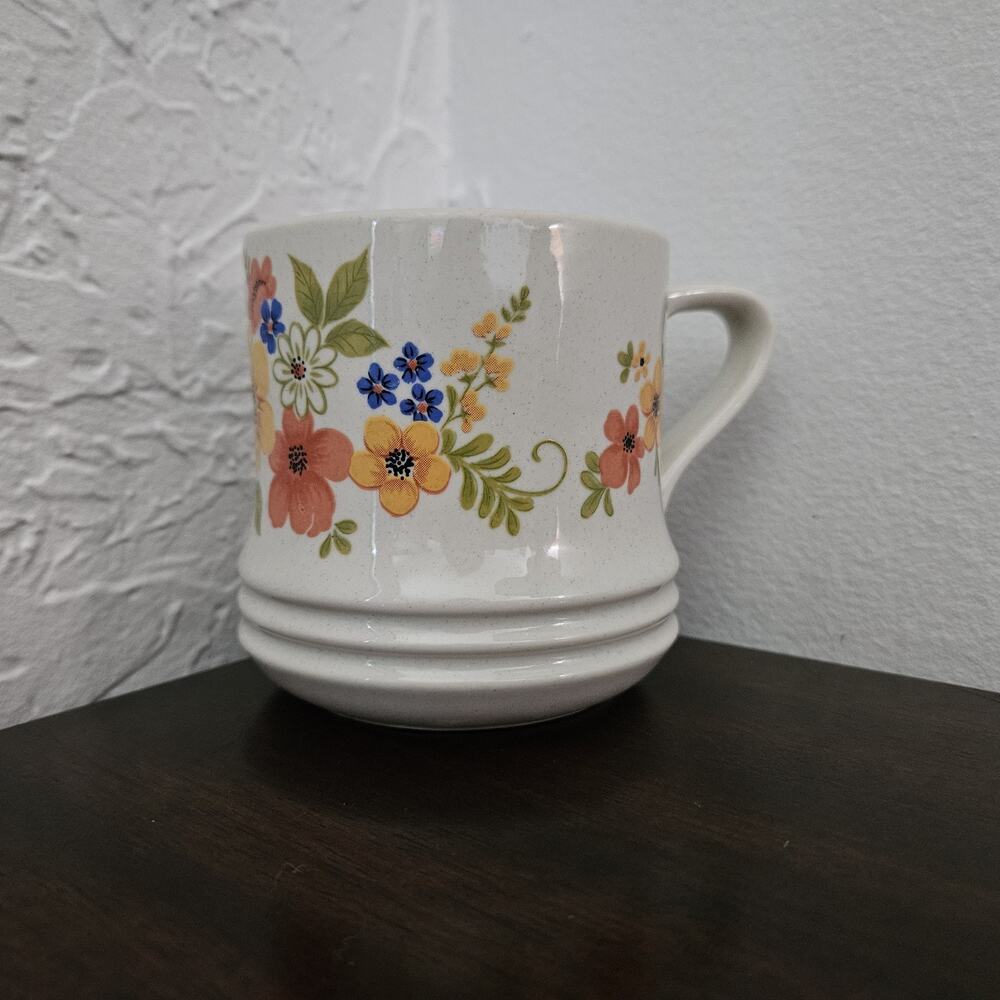 Vrg Sweet Flowers Bake Serve 'n Store Stoneware Coffee Mug 1980 Cottagecore